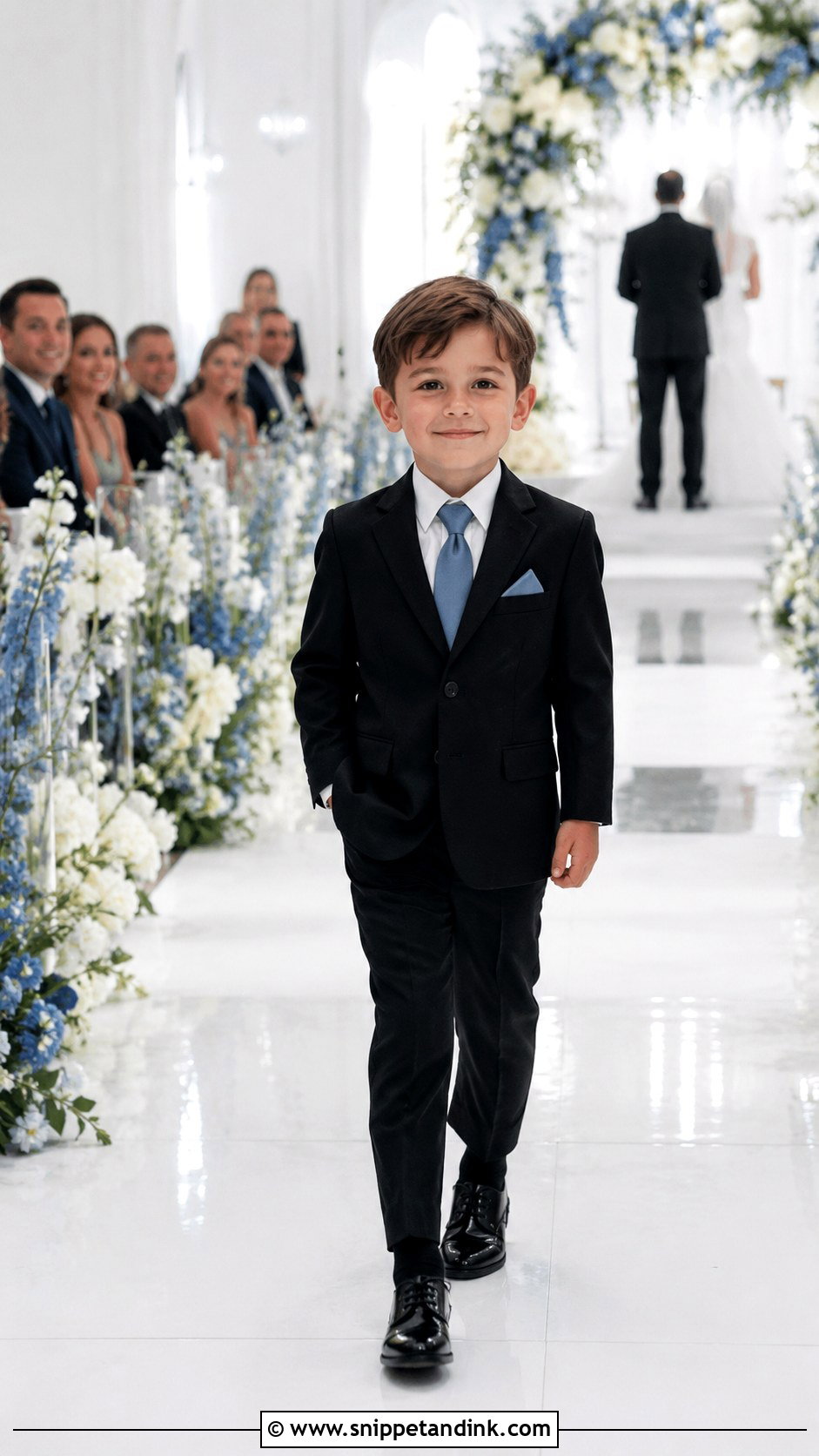 Black Suit And Wedding Color Tie Ring Bearer Outfit - Snippet and Ink - 20 Black Ring Bearer Outfit Ideas