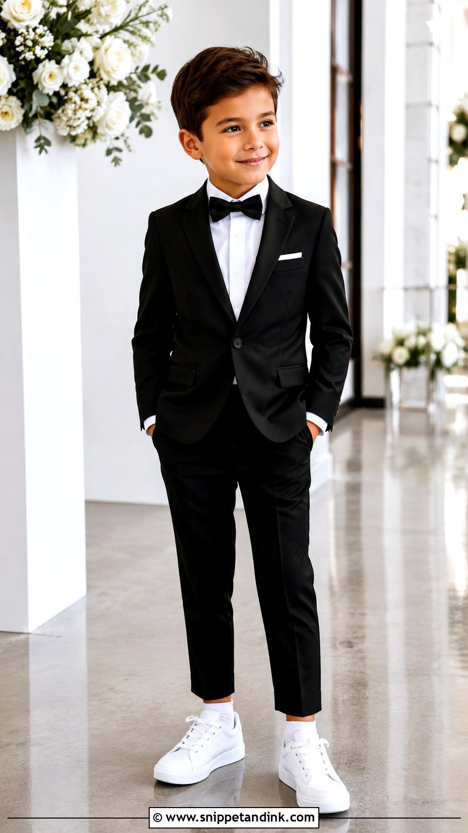 Black Suit And White Sneakers Ring Bearer Outfit - Snippet and Ink - 20 Black Ring Bearer Outfit Ideas
