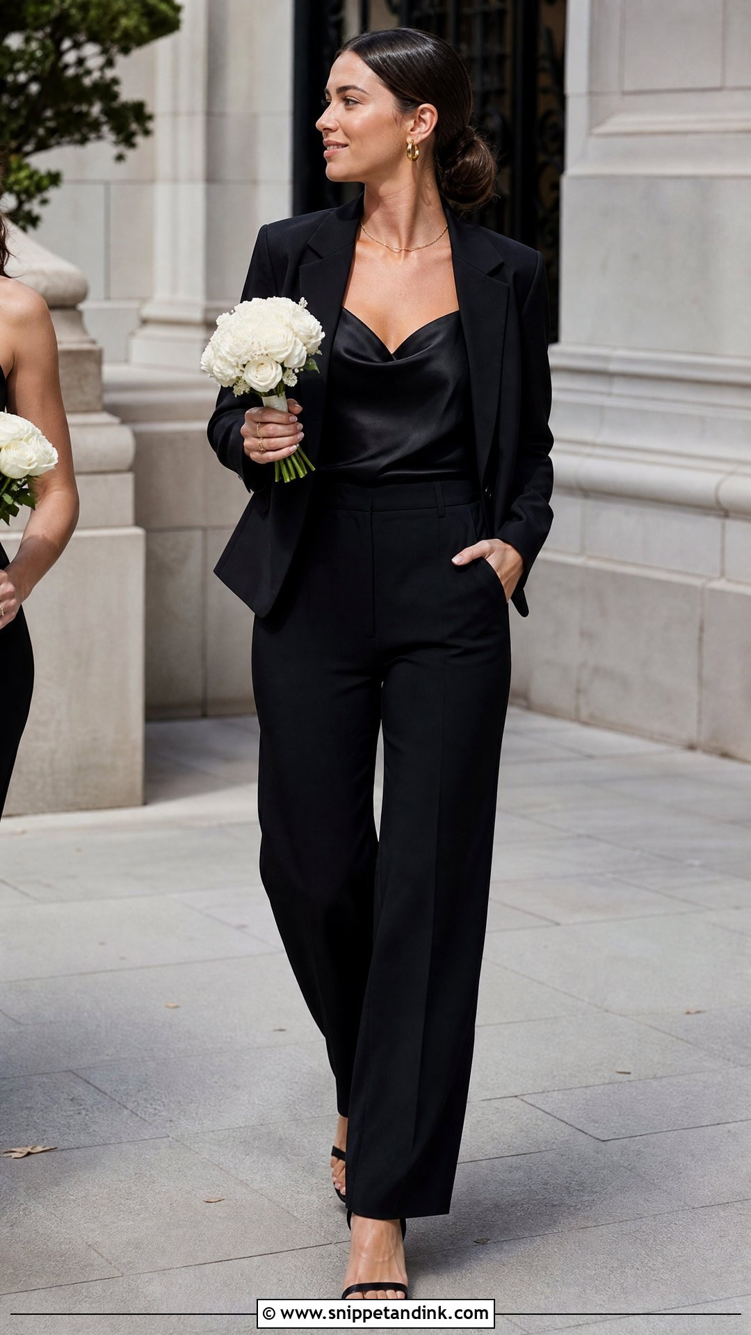 Black Suit Bridal Party Outfit - Snippet and Ink - 25 Black Bridal Party Ideas