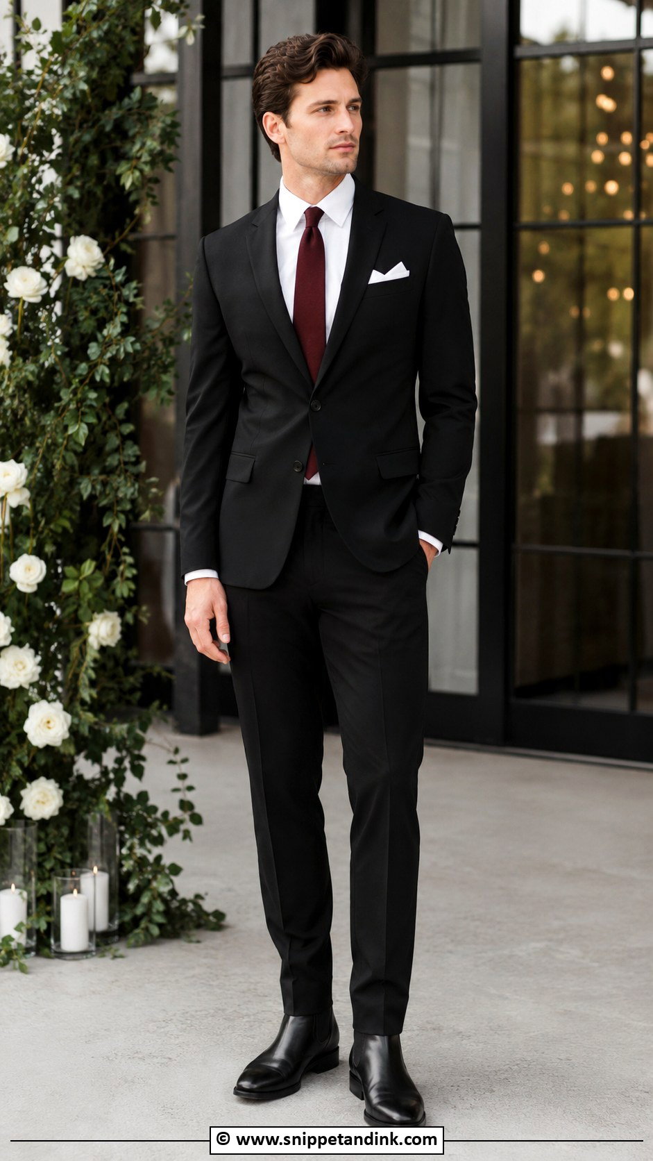 Black Suit With Chelsea Boots - Snippet and Ink - 30 Black Suit Wedding Ideas