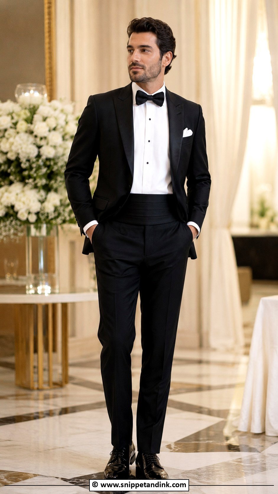 Black Suit With Cummerbund - Snippet and Ink - 30 Black Suit Wedding Ideas