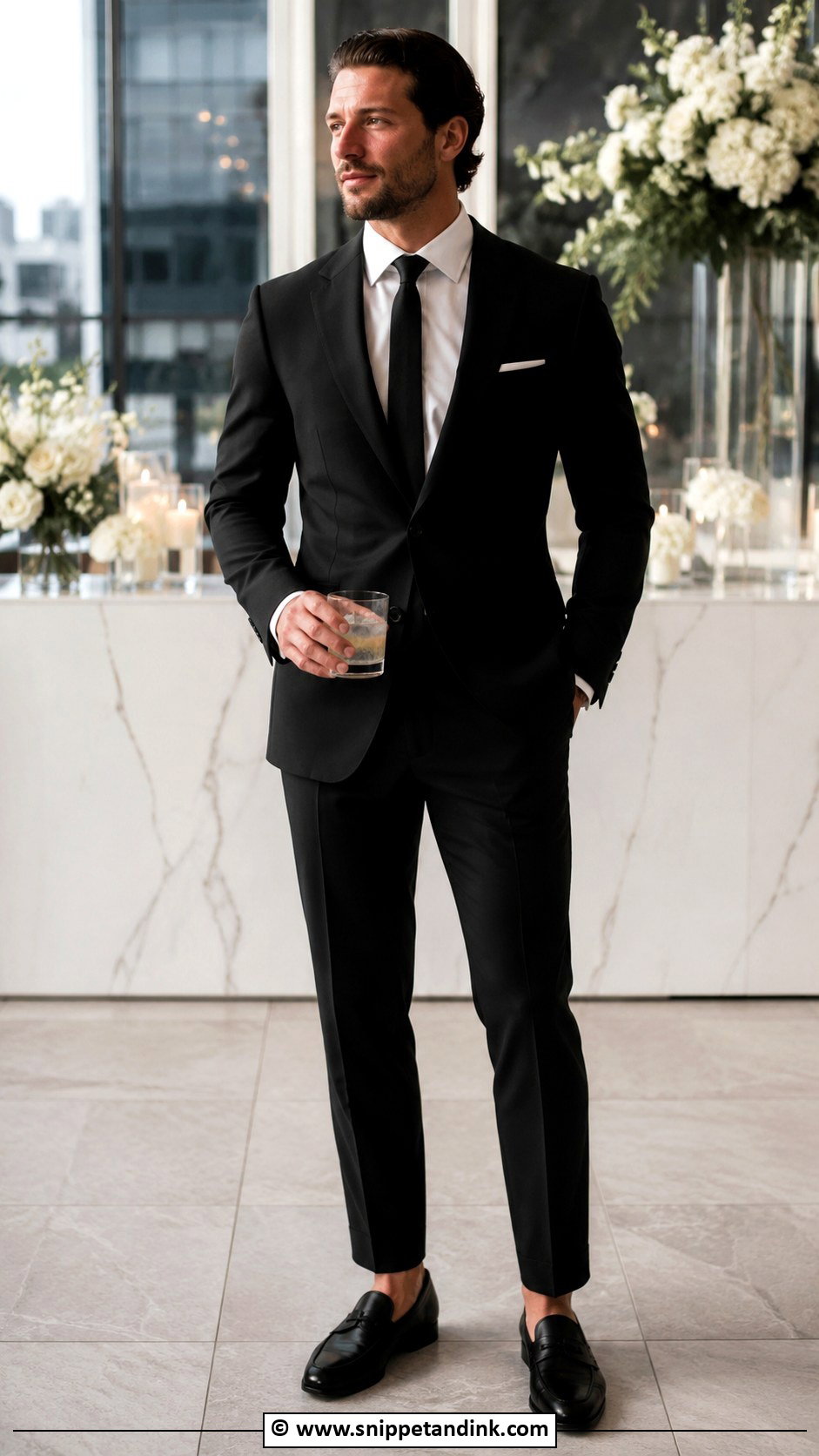 Black Suit With Loafers - Snippet and Ink - 30 Black Suit Wedding Ideas