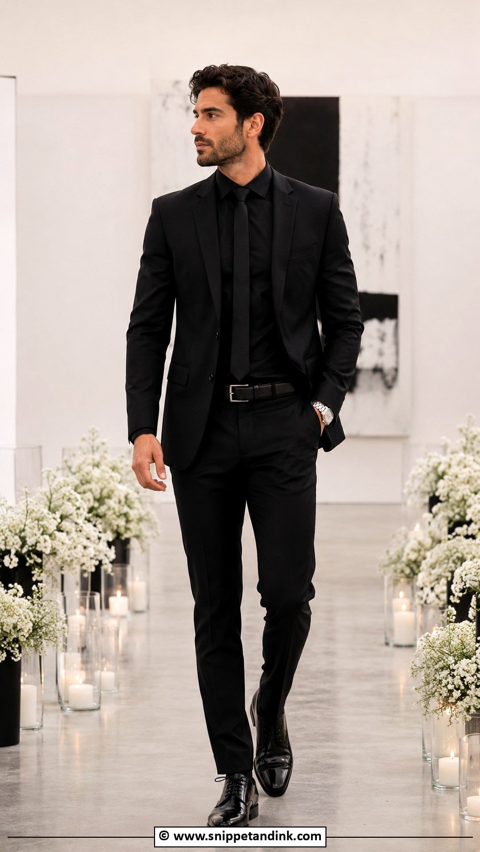Black Suit With Monochrome Accessories - Snippet and Ink - 30 Black Suit Wedding Ideas