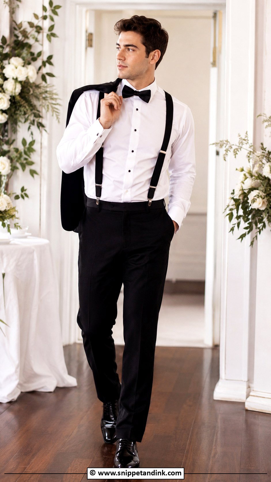 Black Suit With Suspenders - Snippet and Ink - 30 Black Suit Wedding Ideas