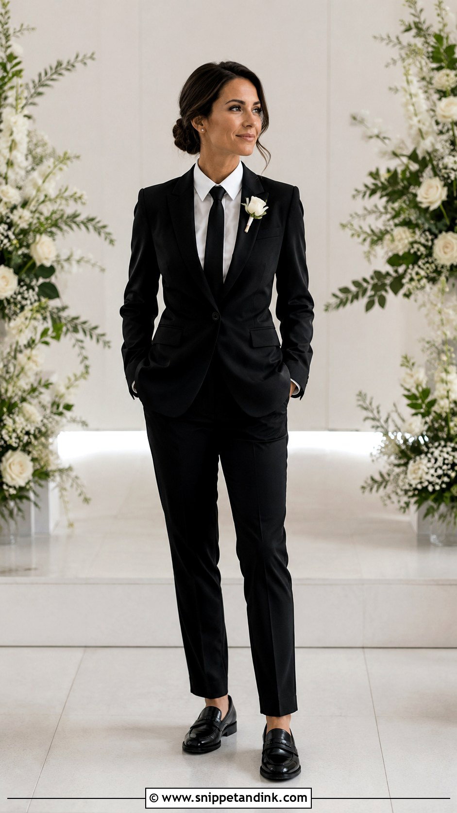 Black Suit With White Shirt Wedding Outfit - Snippet and Ink - 25 Lesbian Wedding Outfits Suits Style