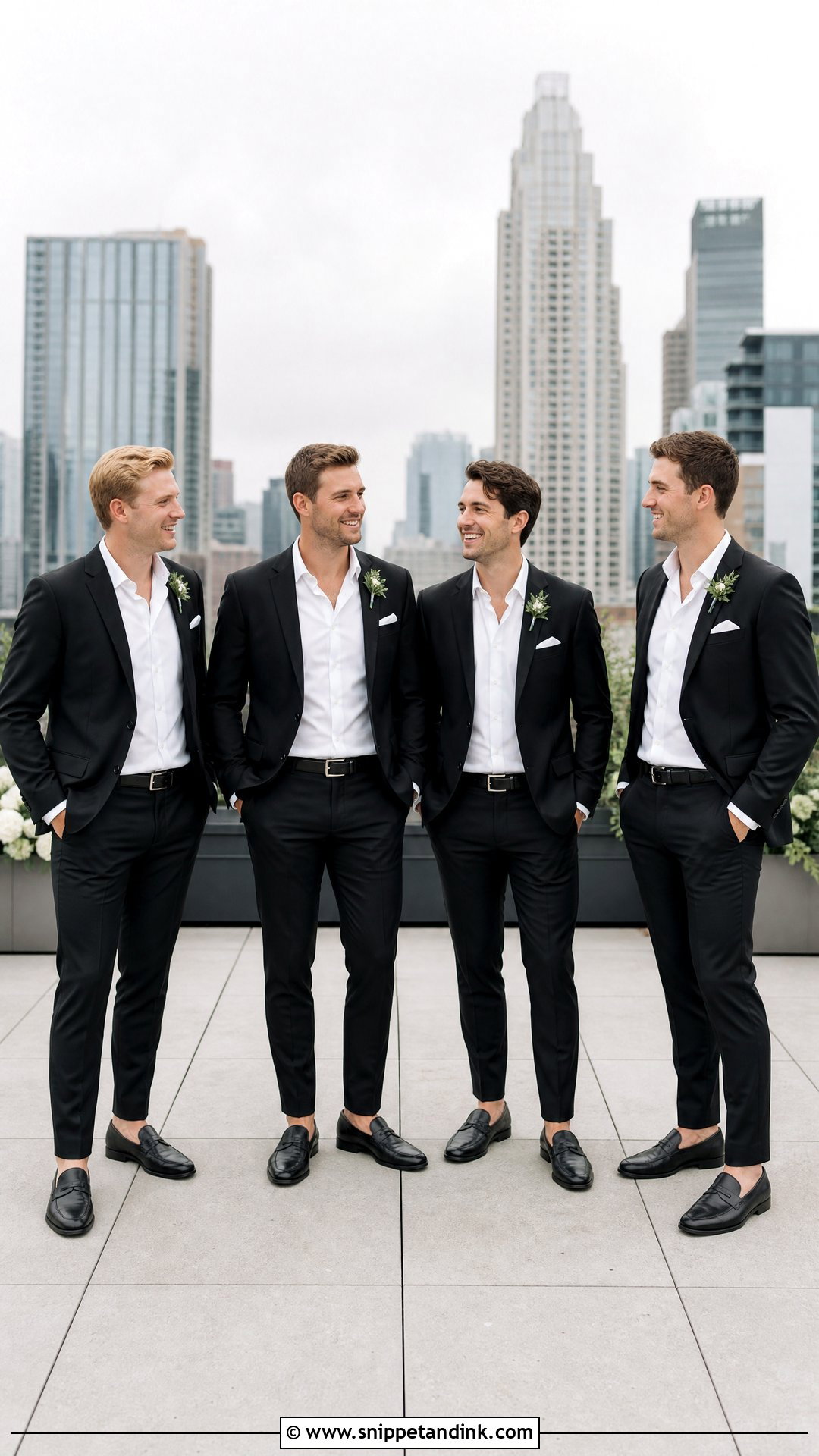 Black Suit Without Tie Groomsman Attire - Snippet and Ink - 25 Groomsman Attire Ideas