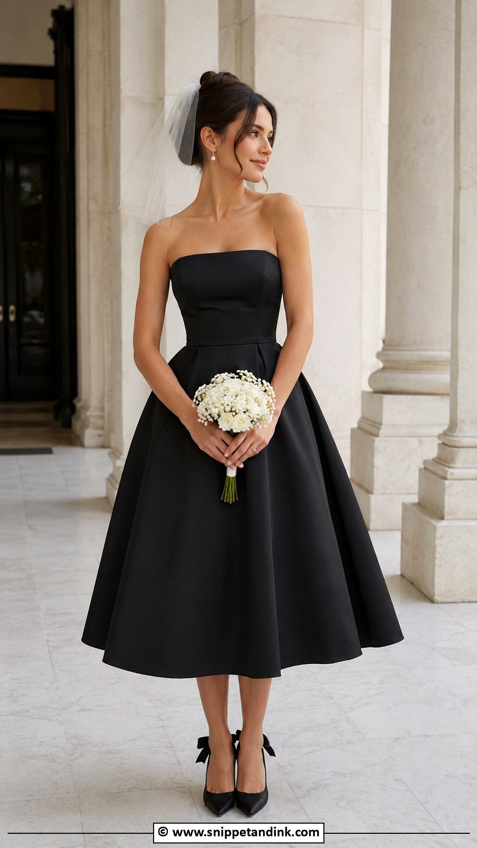 Black Tea Length Bridal Gown - Snippet and Ink - 25 Black Bridal Gown Ideas
