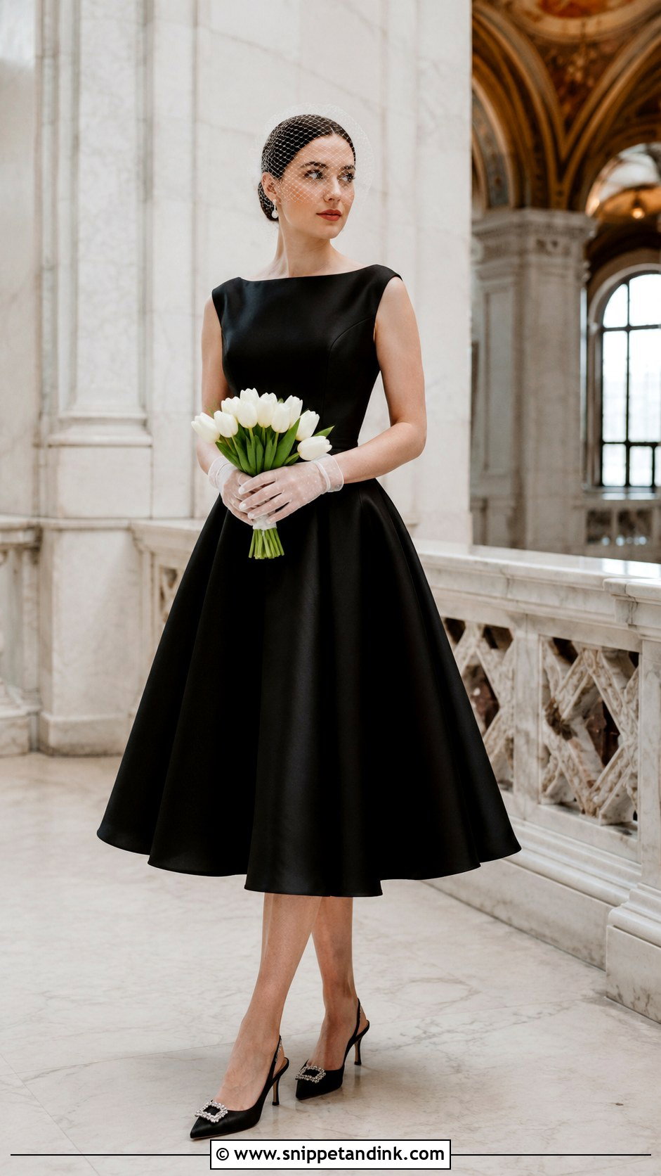 Black Tea Length Wedding Dress - Snippet and Ink - 20 Classy Black Wedding Dress Ideas