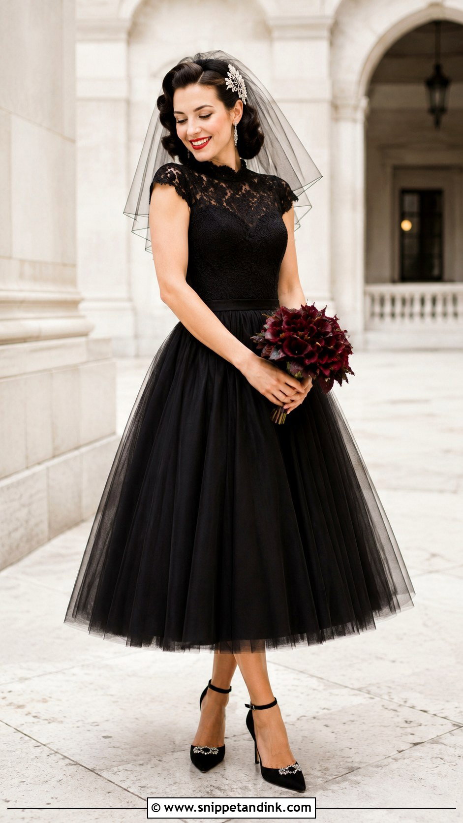Black Tea Length Wedding Dress - Snippet and Ink - 20 Dark Fairytale Wedding Dress Ideas
