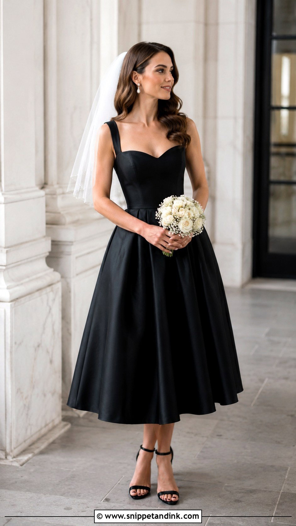 Black Tea Length Wedding Dress - Snippet and Ink - 30 Elegant Black Wedding Dress Ideas