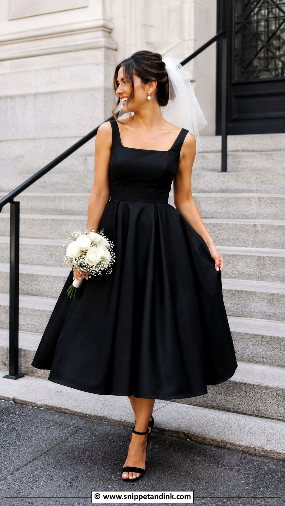 Black Tea Length Wedding Dress - Snippet and Ink - 30 Black Wedding Gowns