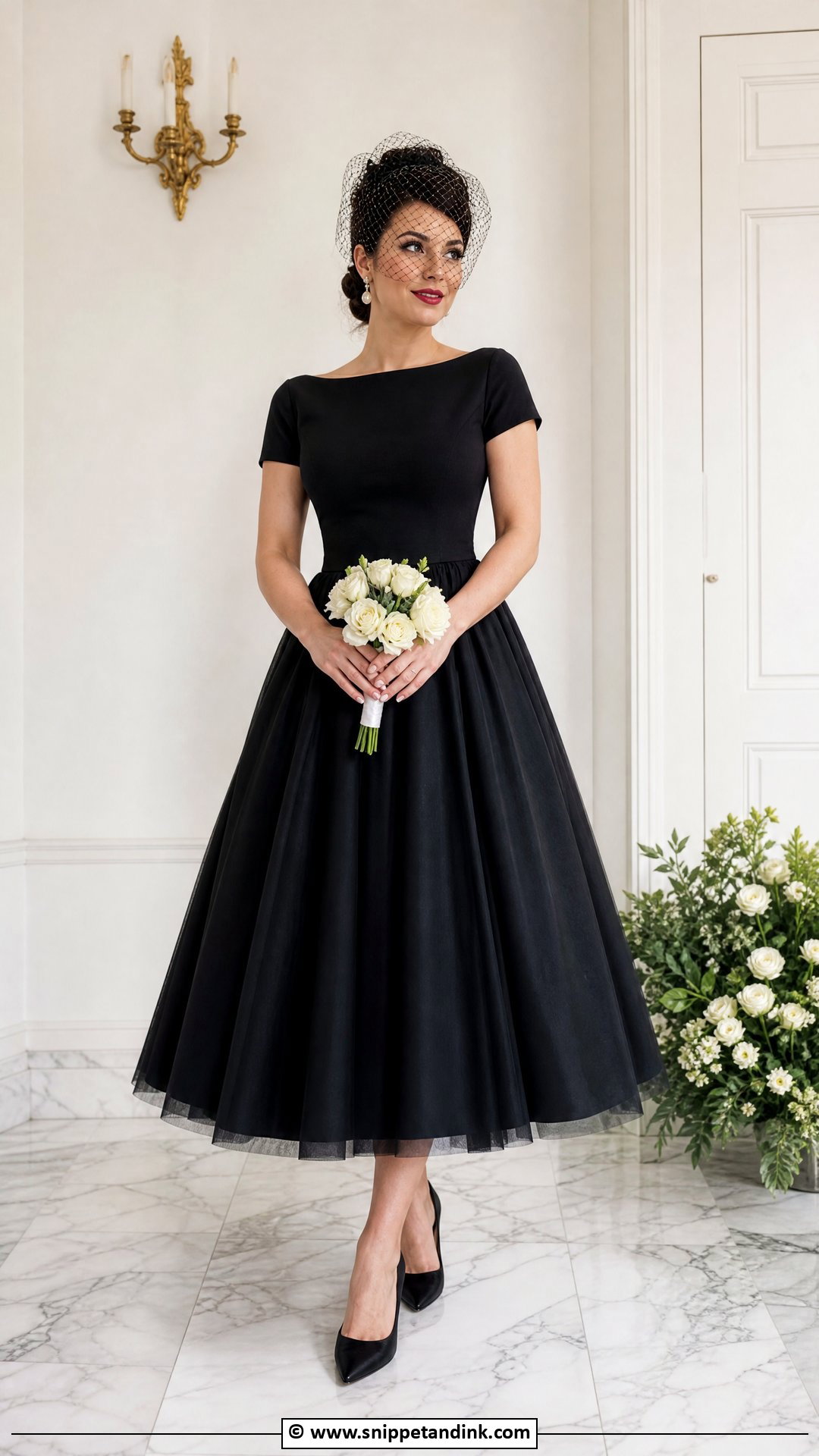 Black Tea Length Wedding Dress - Snippet and Ink - 35 Black Wedding Dresses