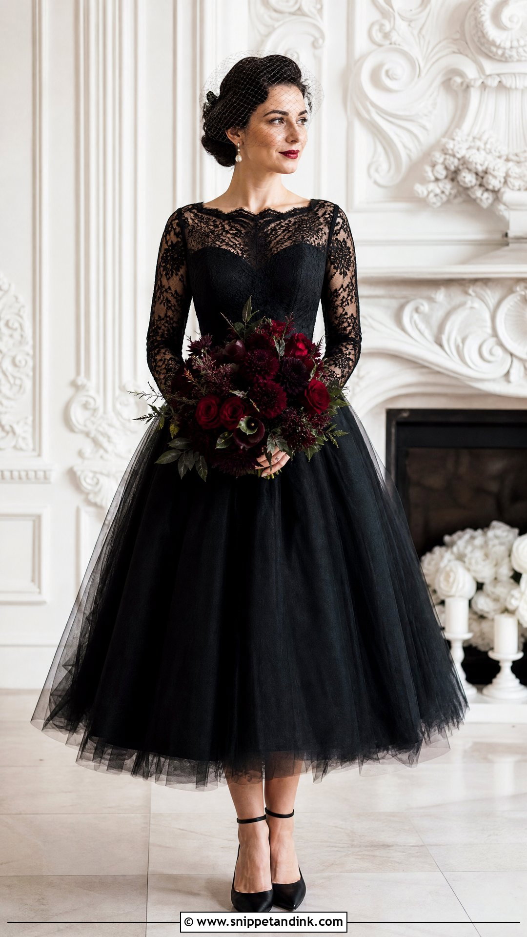 Black Tea Length Wedding Dress - Snippet and Ink - 25 Dark Romantic Wedding Dress Ideas