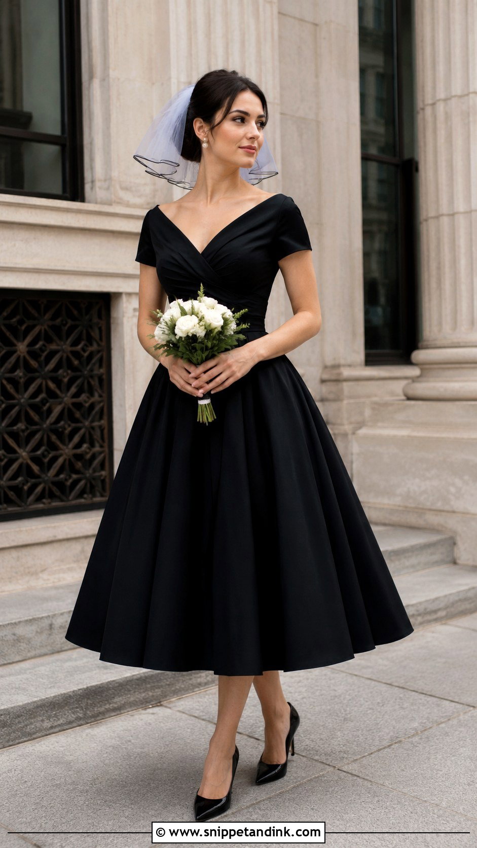 Black Tea Length Wedding Dress - Snippet and Ink - 30 Black Wedding Dress Ideas