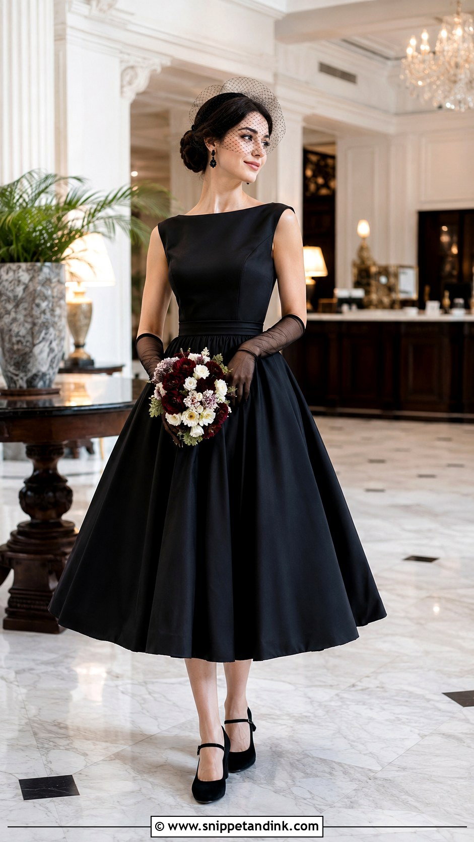 Black Tea Length Wedding Dress - Snippet and Ink - 20 Moody Wedding Dress Ideas