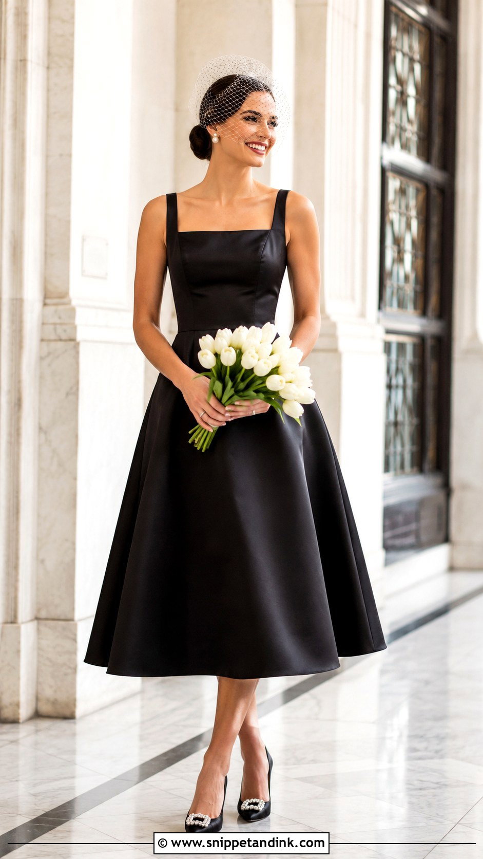 Black Tea Length Wedding Dress - Snippet and Ink - 20 All Black Wedding Dress Ideas