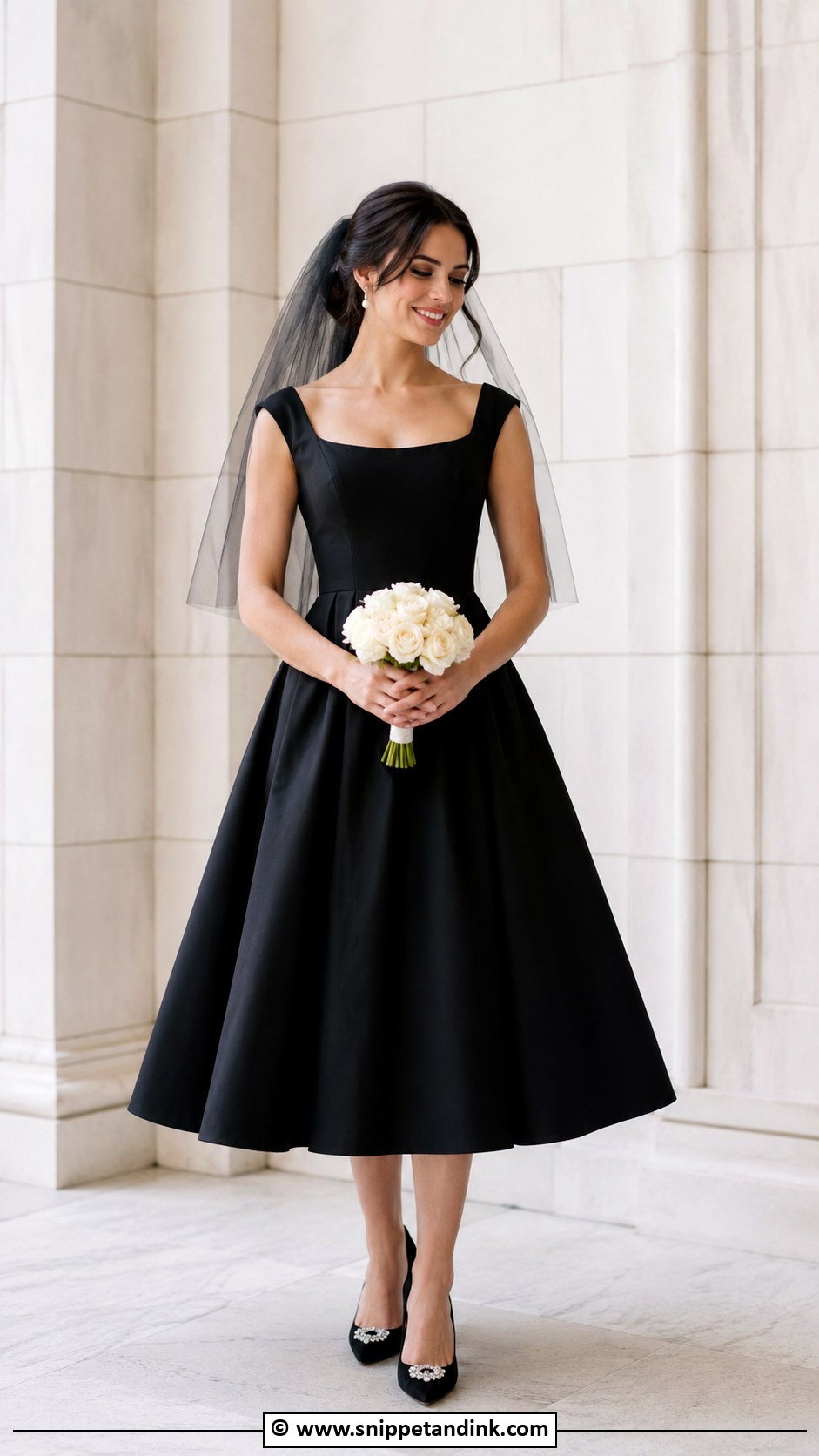 Black Tea Length Wedding Dress - Snippet and Ink - 25 Dark Wedding Dress Ideas