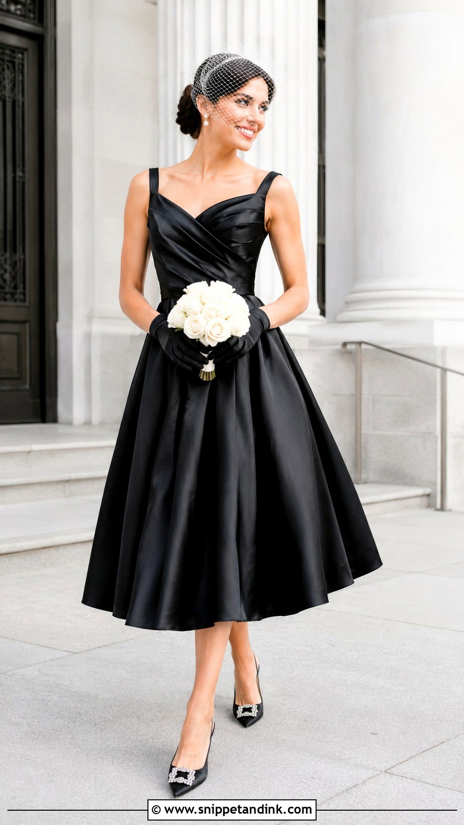 Black Tea Length Wedding Gown - Snippet and Ink - 20 Black Wedding Gowns the Bride