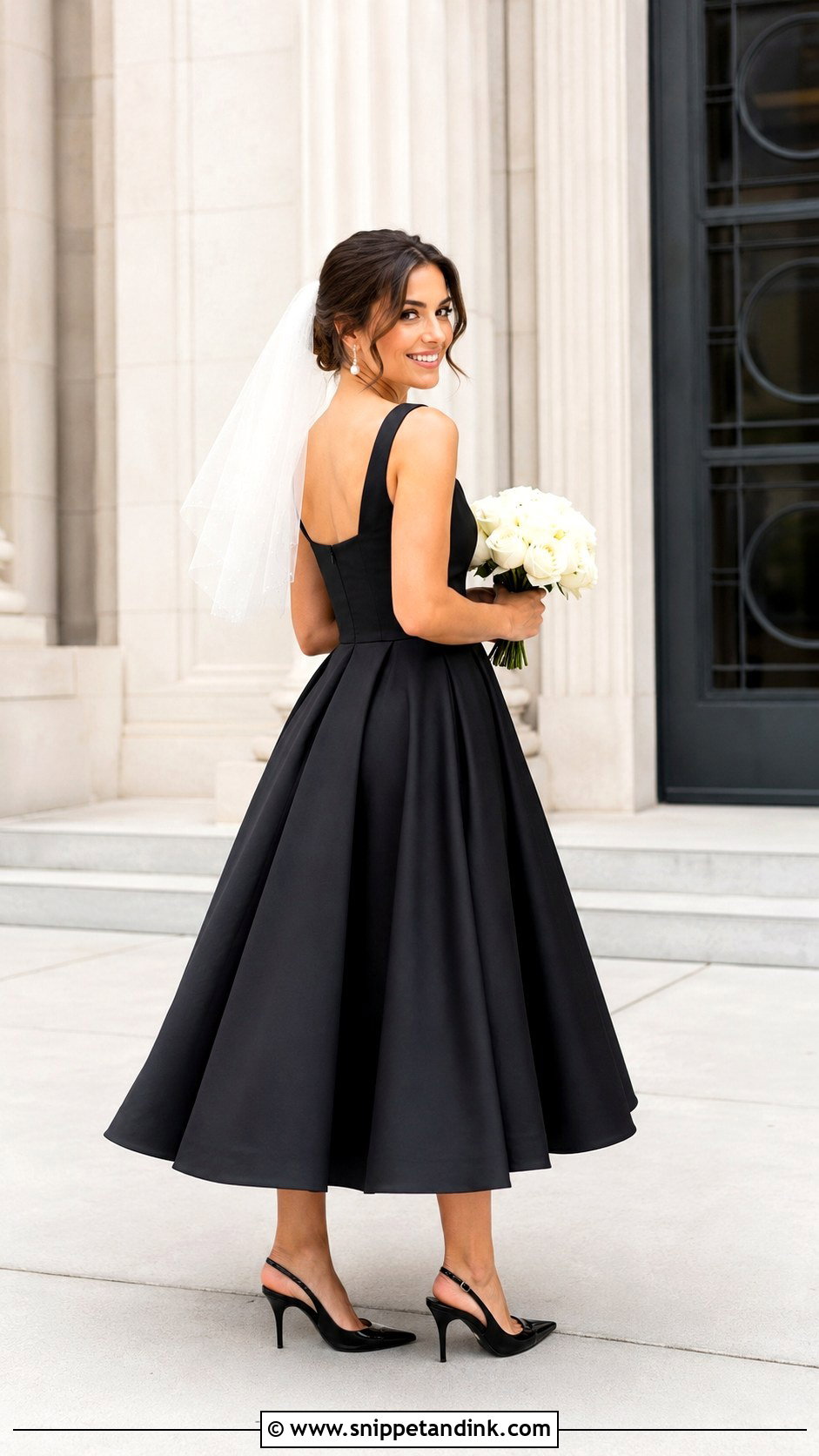 Black Tea Length Wedding Gown - Snippet and Ink - 20 Black Wedding Gown Ideas
