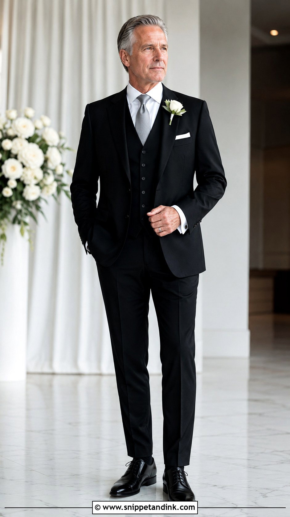 Black Three Piece Father of Bride Suit - Snippet and Ink - 20 Father of Bride Outfit Ideas
