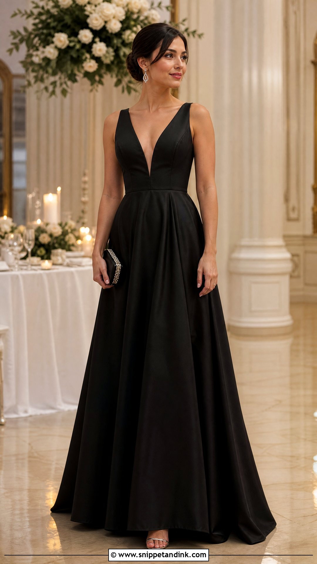 Black Tie Black Gown Wedding Outfit - Snippet and Ink - 25 Black Dress Outfit Wedding Ideas