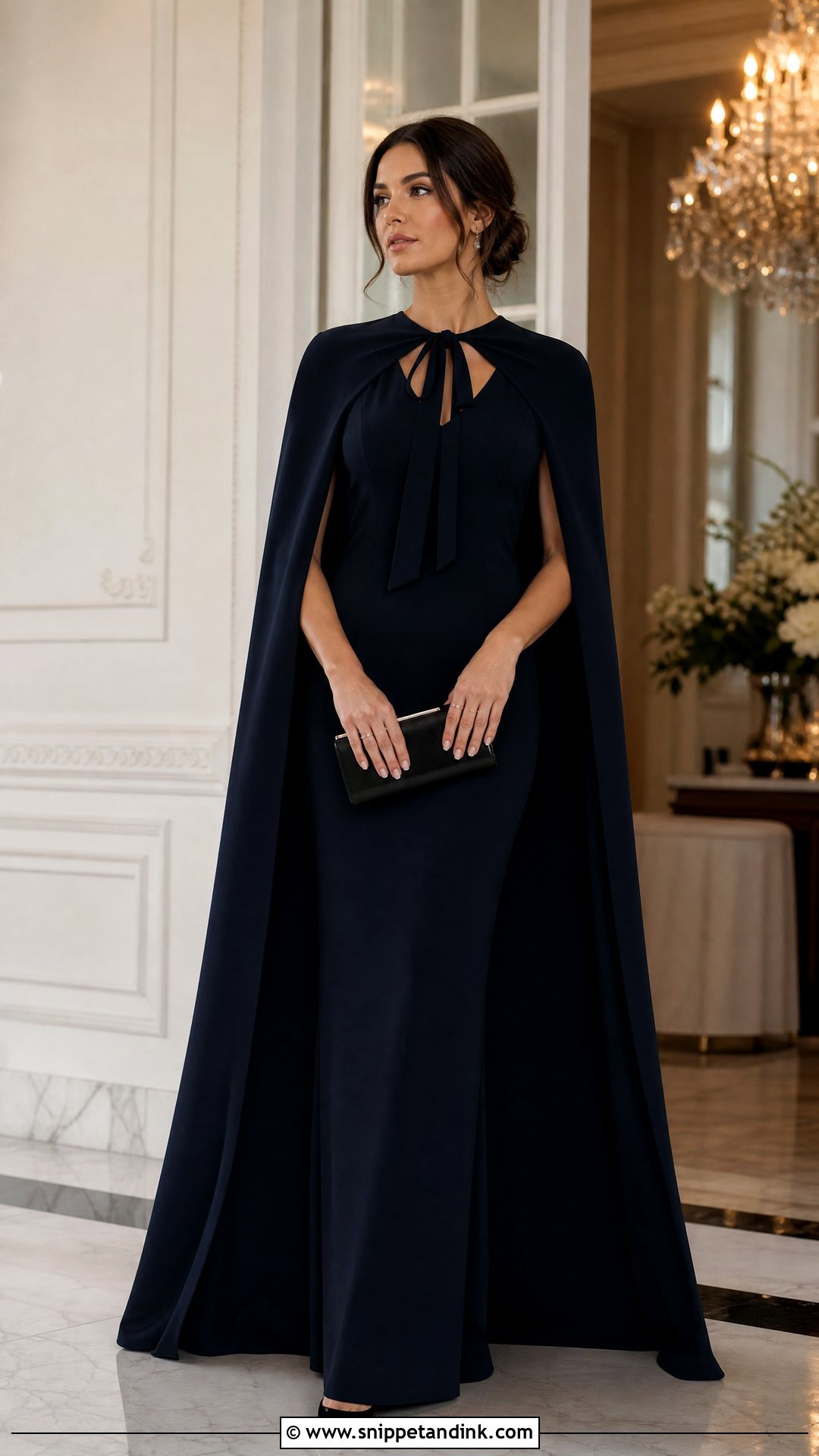 Black Tie Cape Gown - Snippet and Ink - 25 Black Tie Wedding Dress Ideas
