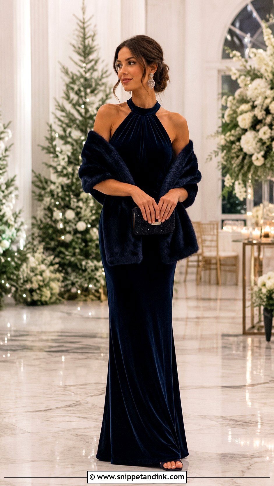 Black Tie Gown Winter Wedding Outfit - Snippet and Ink - 30 Winter Wedding Outfits