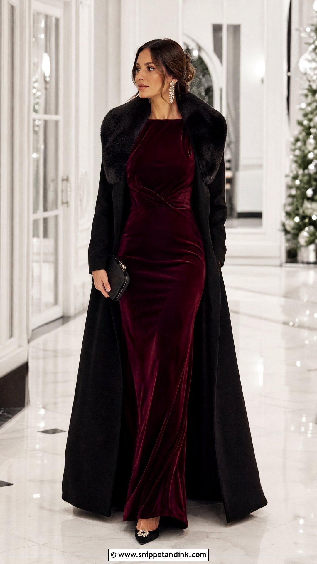 Black Tie Gown Winter Wedding Outfit - Snippet and Ink - 20 What to Wear to a Wedding in Winter Ideas