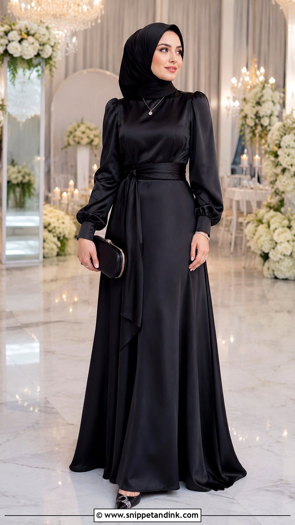 Black Tie Gown With Hijab - Snippet and Ink - 30 Hijab Style for Wedding Ideas
