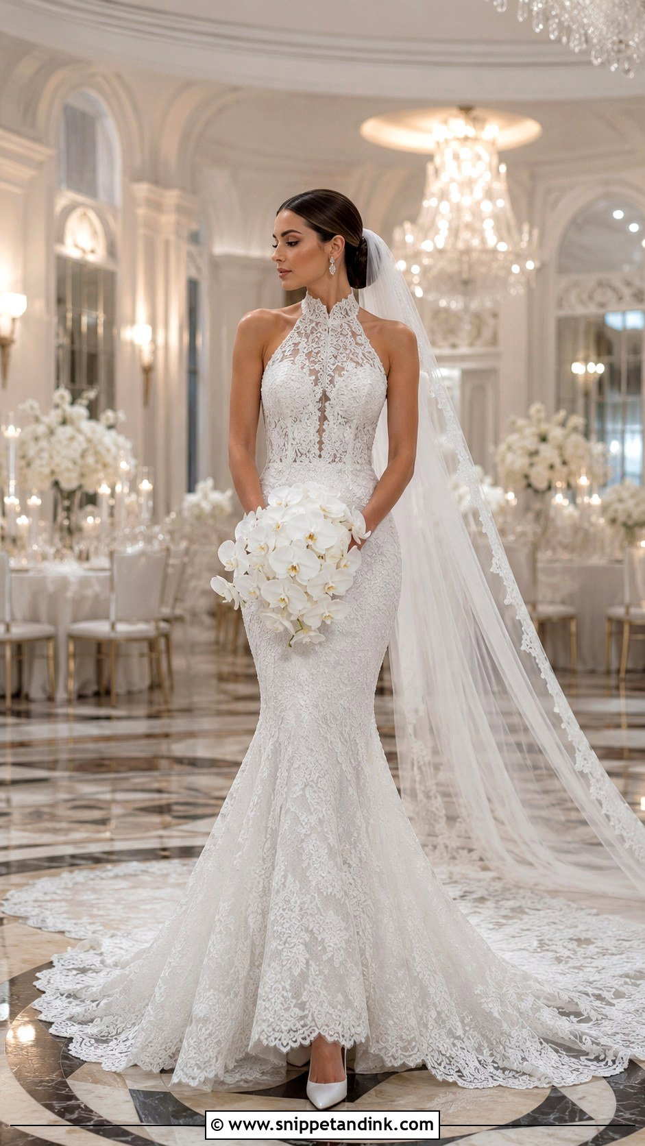 Black Tie Lace Halter Wedding Dress - Snippet and Ink - 20 Lace Halter Wedding Dress Ideas