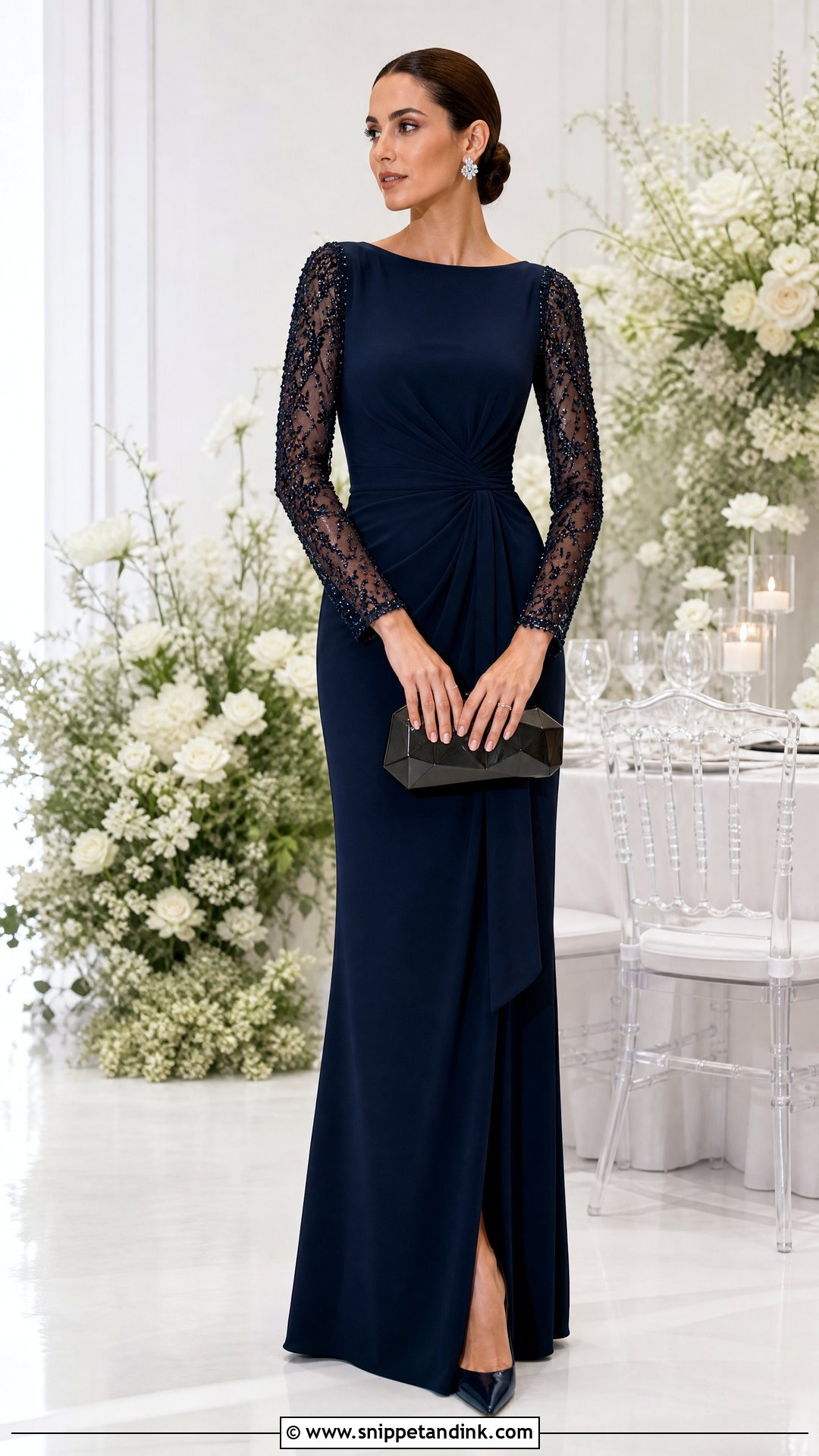 Black Tie Long Sleeve Gown - Snippet and Ink - 25 Black Tie Wedding Dress Ideas
