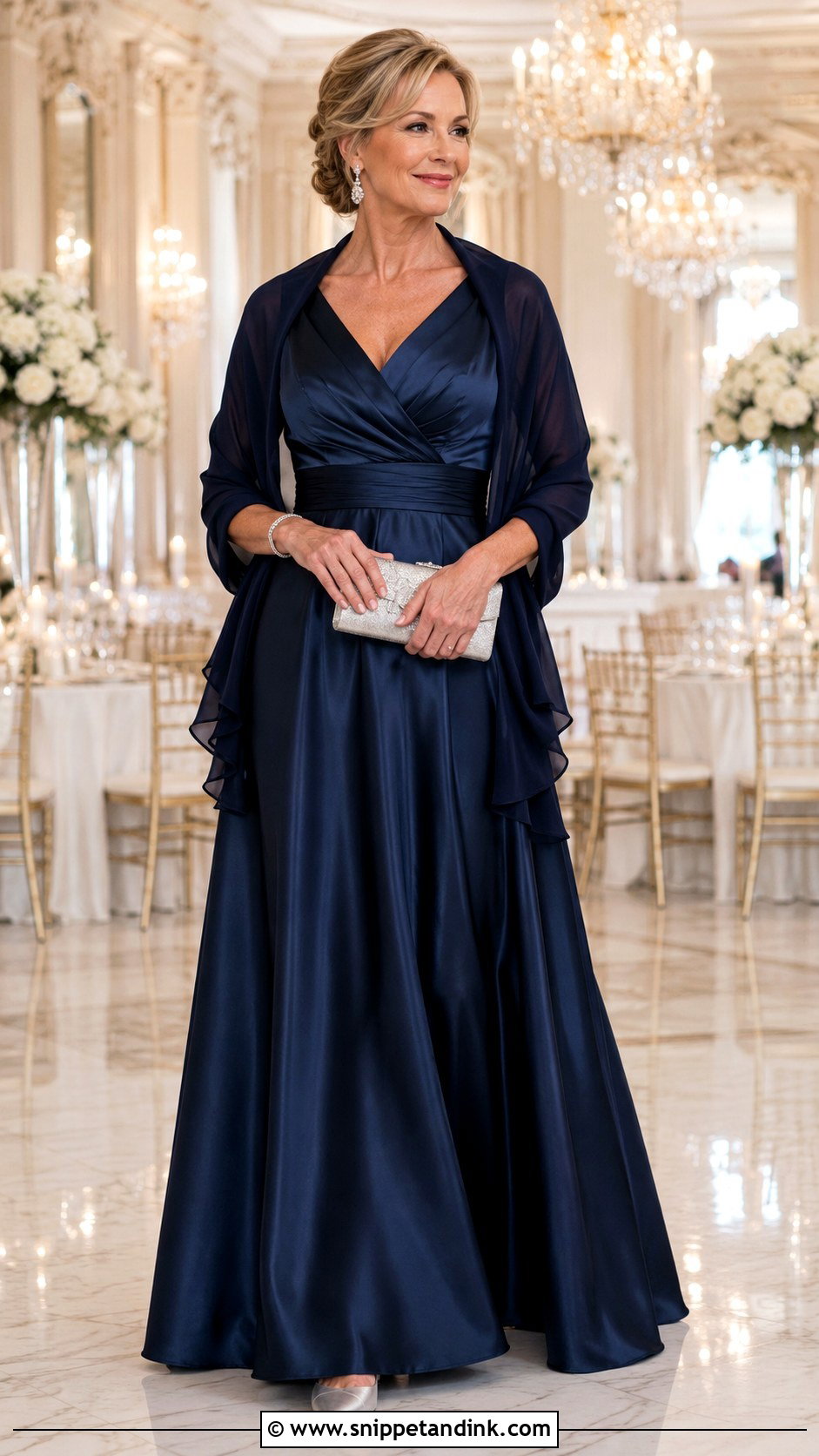 Black Tie Mother Of The Bride Navy Gown - Snippet and Ink - 20 Brides Mum Outfit Ideas