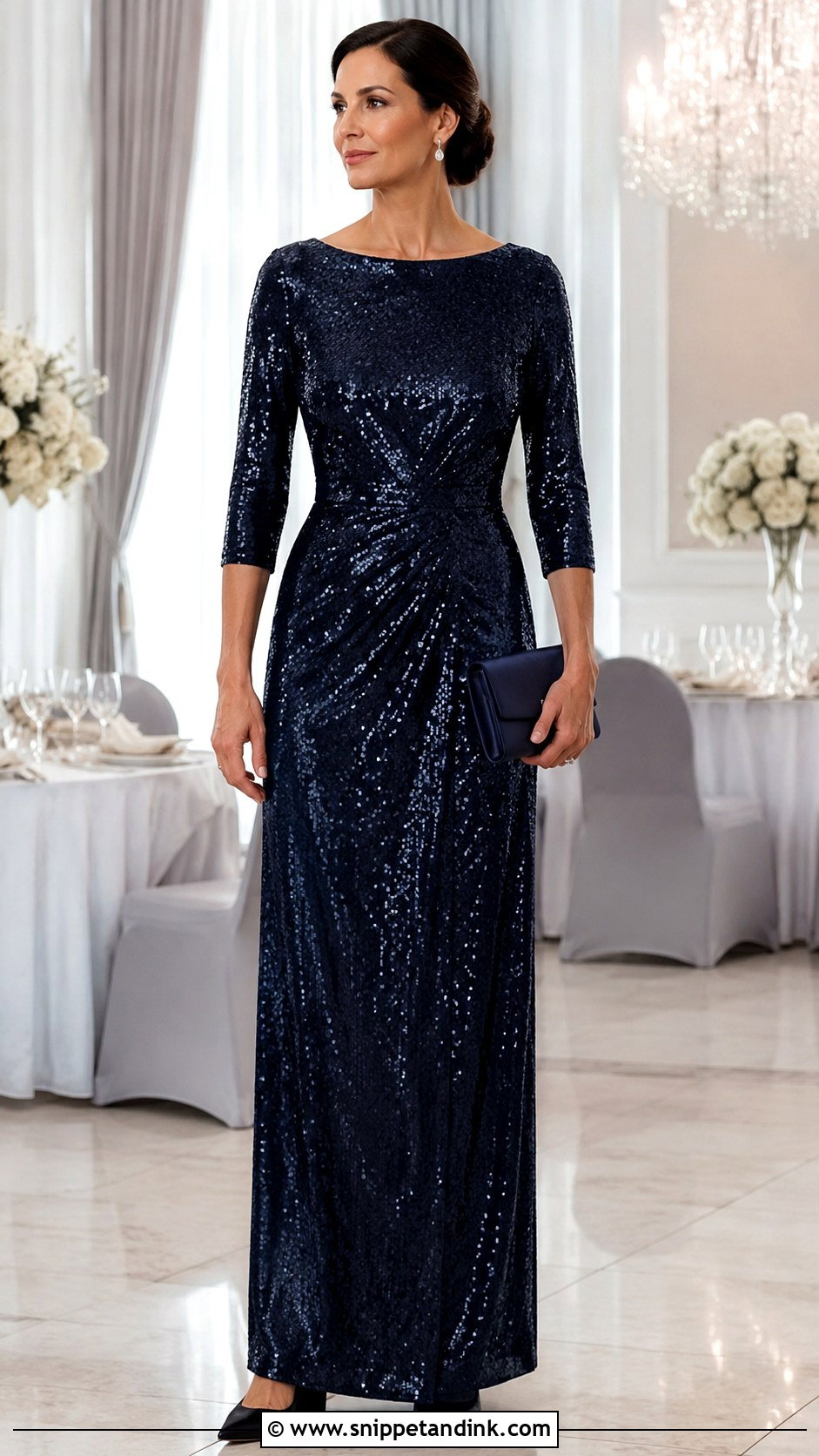 Black Tie Sequin Mother Of The Bride Gown - Snippet and Ink - 20 Moms Wedding Dress Ideas