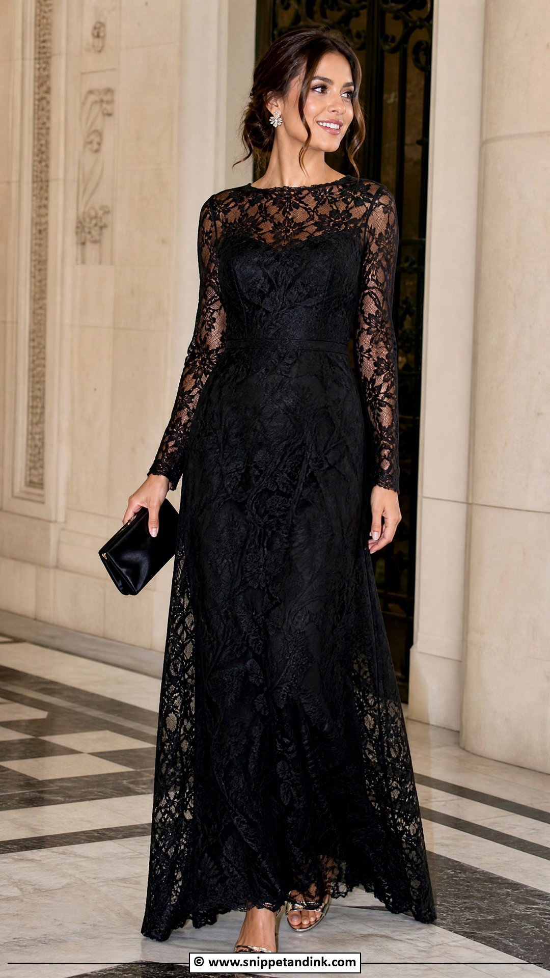 Black Tie Wedding Black Lace Gown Outfit - Snippet and Ink - 35 Black Tie Wedding Ideas