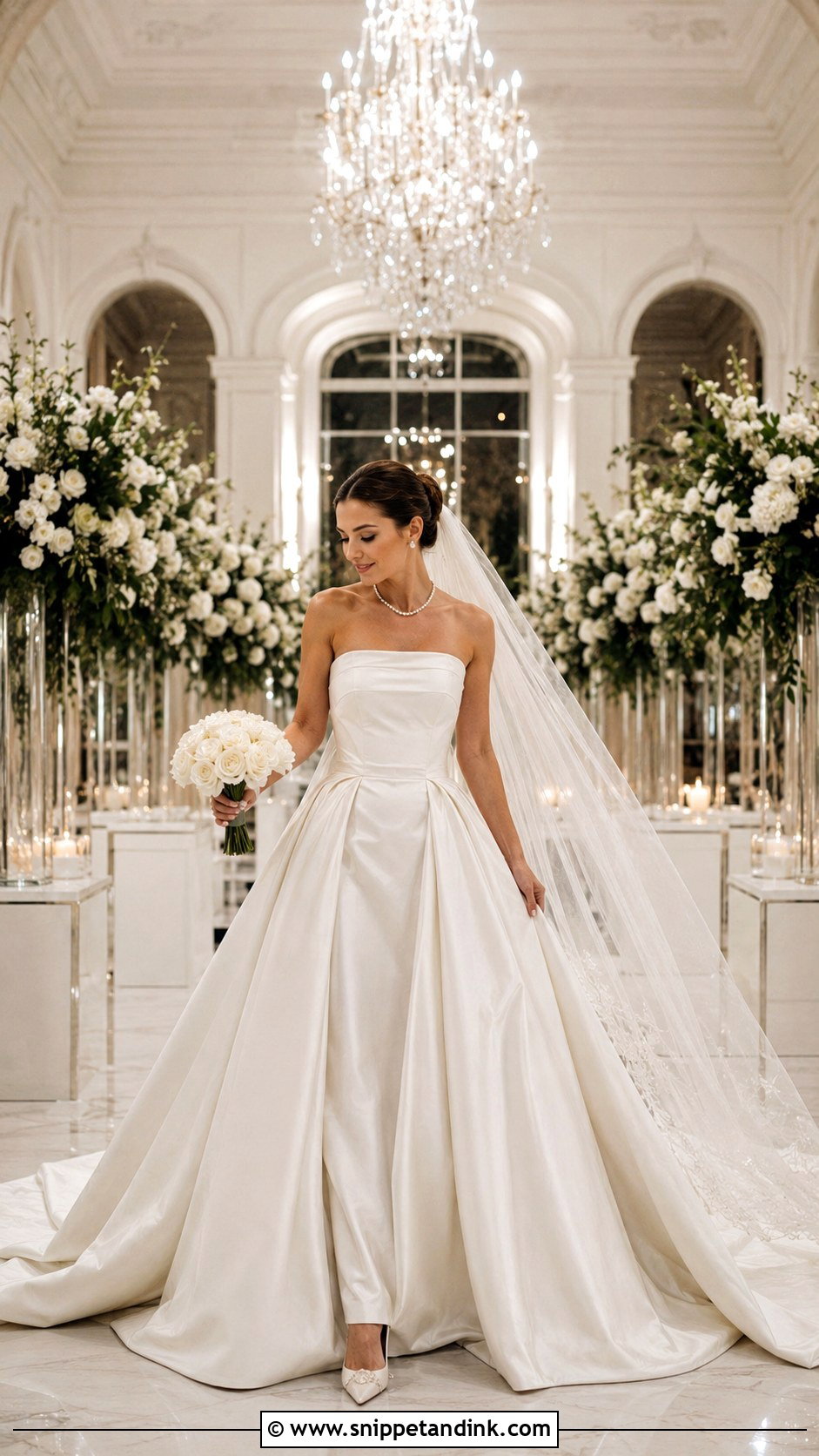 Black Tie Wedding Dress With Cathedral Veil - Snippet and Ink - 25 December Wedding Dress Ideas