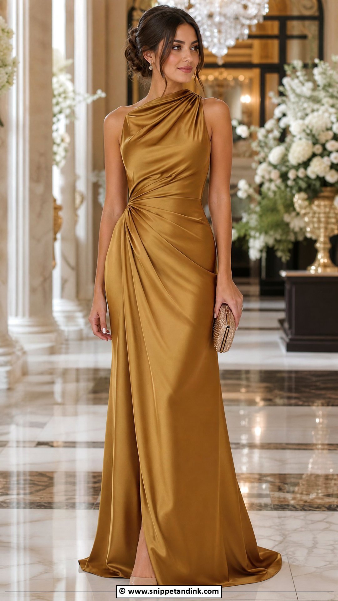 Black Tie Wedding Gold Gown Outfit - Snippet and Ink - 35 Black Tie Wedding Ideas