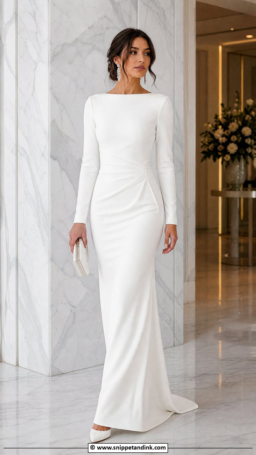 Black Tie Wedding Long Sleeve Gown Outfit - Snippet and Ink - 35 Black Tie Wedding Ideas