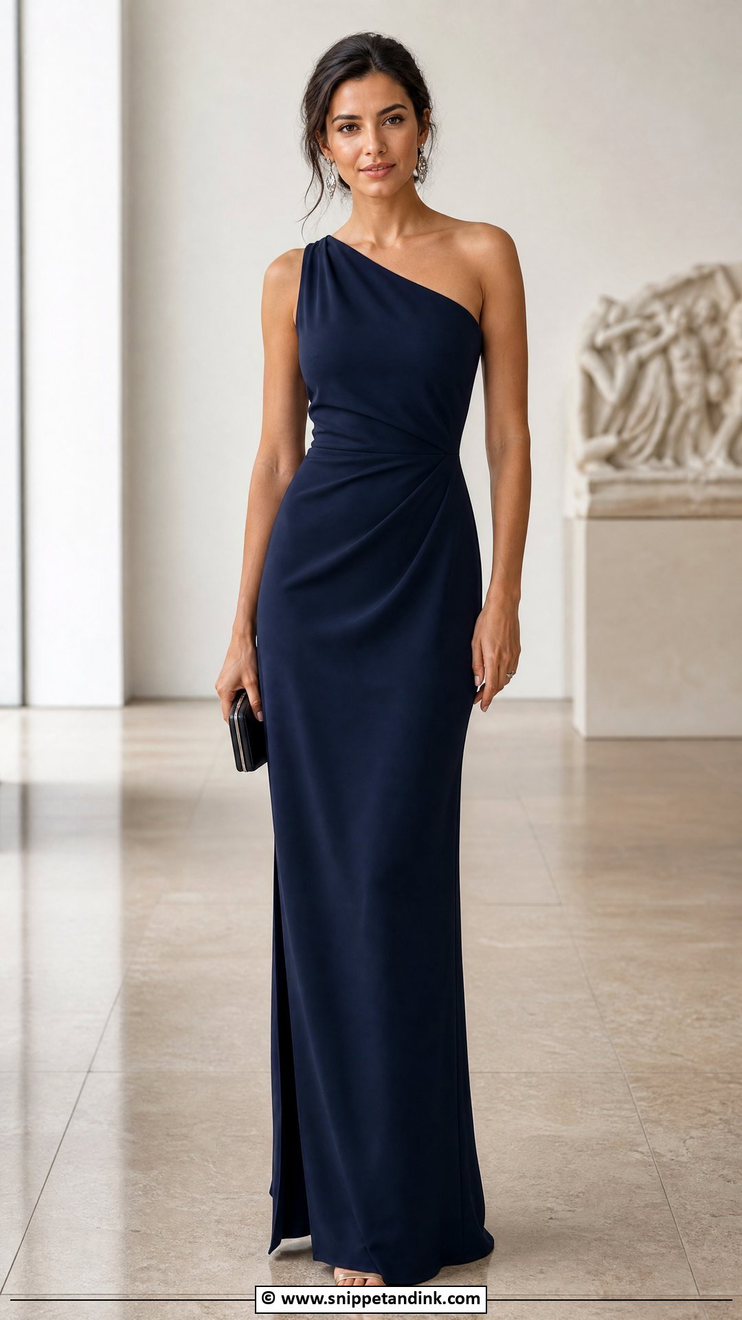 Black Tie Wedding One Shoulder Gown Outfit - Snippet and Ink - 35 Black Tie Wedding Ideas