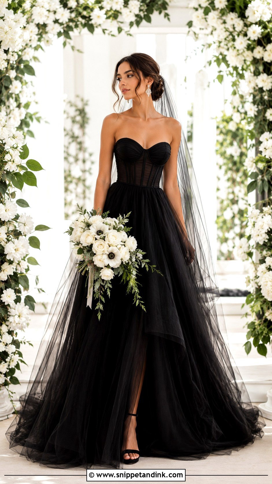 Black Tulle A Line Bridal Dress - Snippet and Ink - 30 Black Bridal Dresses