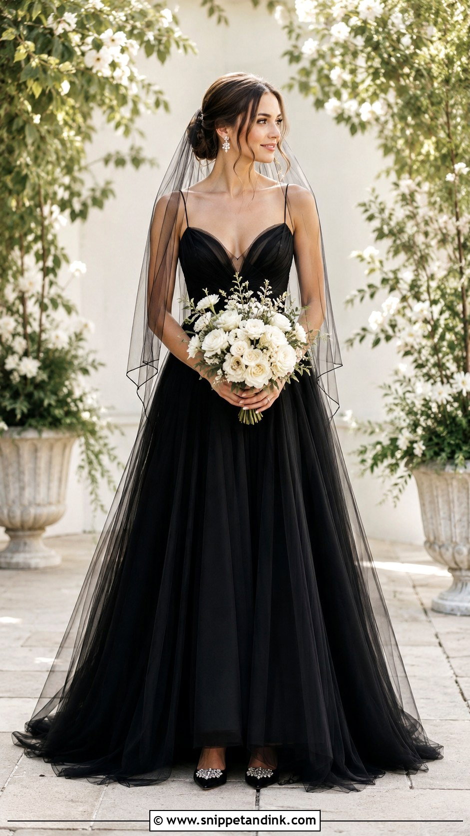 Black Tulle A Line Wedding Dress - Snippet and Ink - 20 Black Tulle Wedding Dress Ideas