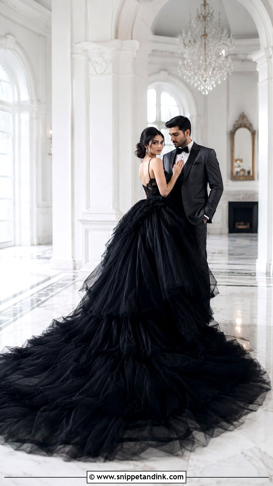 Black Tulle Ball Gown Prewedding Dress - Snippet and Ink - 20 Black Prewedding Dress Ideas