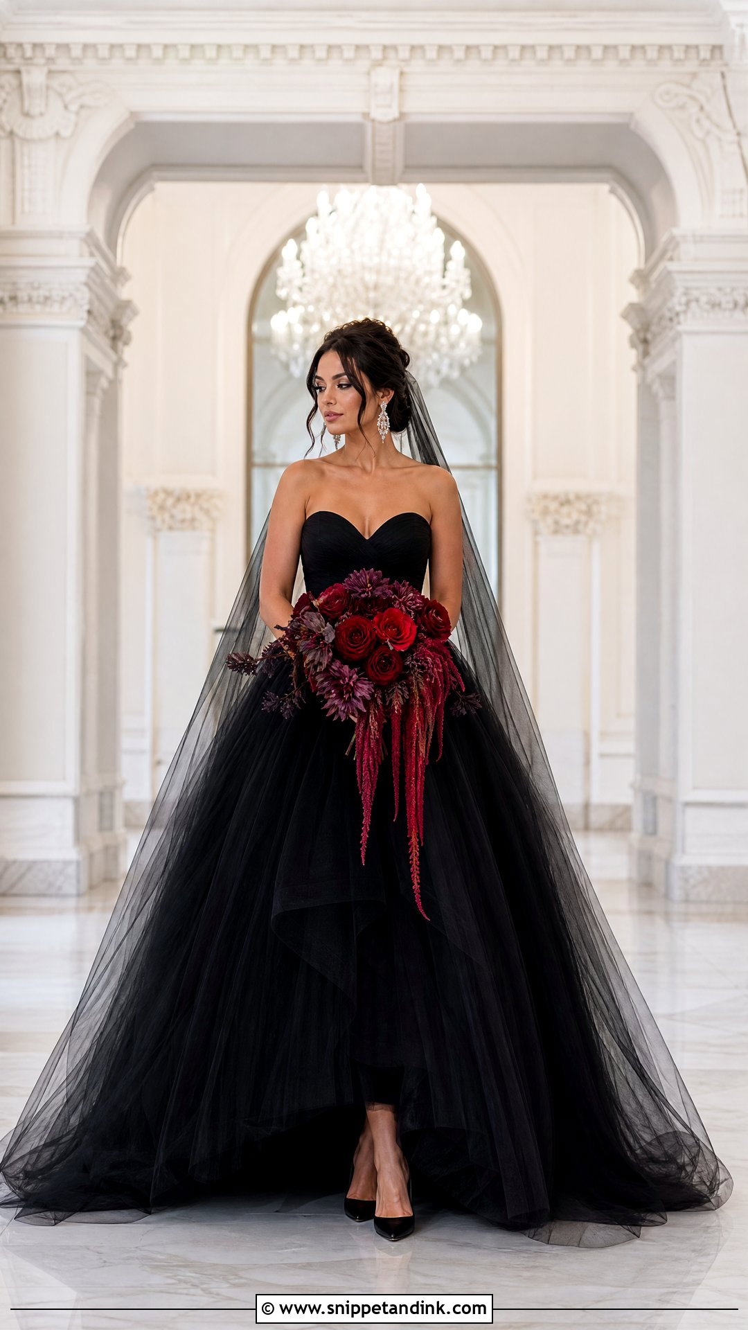 Black Tulle Ball Gown Wedding Dress - Snippet and Ink - 25 Dark Romantic Wedding Dress Ideas