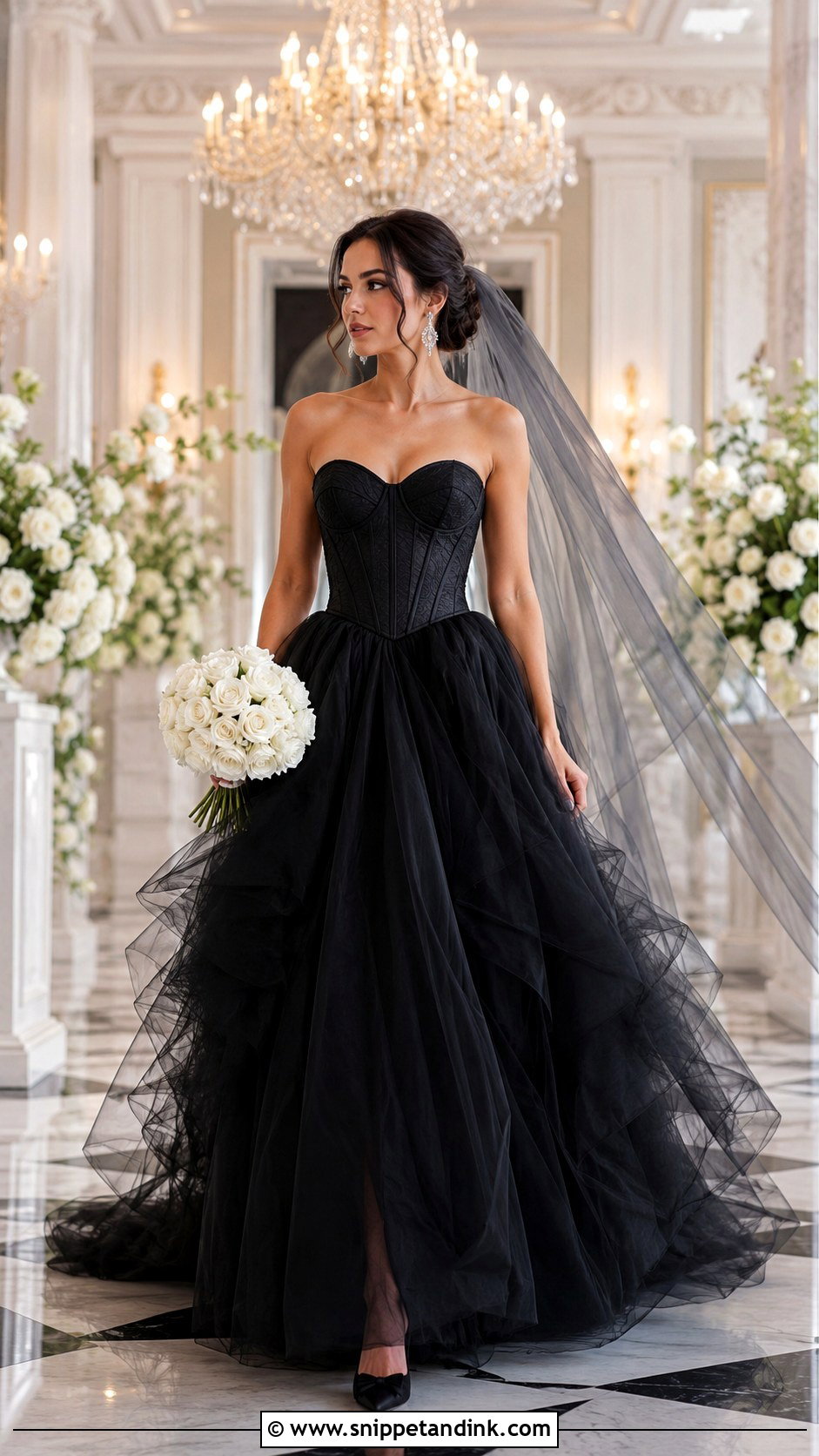 Black Tulle Ball Gown Wedding Dress - Snippet and Ink - 20 Black Tulle Wedding Dress Ideas