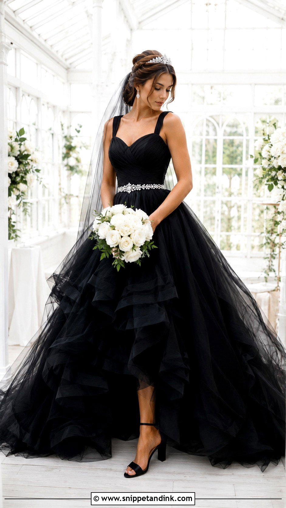 Black Tulle Ball Gown Wedding Dress - Snippet and Ink - 20 Black Wedding Dress Princess Ideas