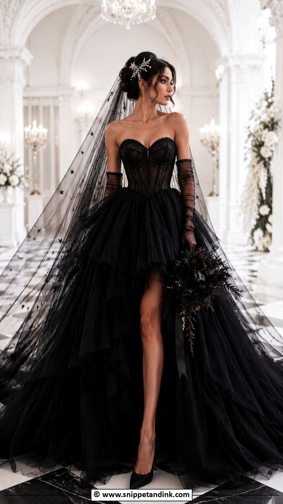 Black Tulle Ball Gown Wedding Dress - Snippet and Ink - 25 Whimsigoth Wedding Dress Ideas