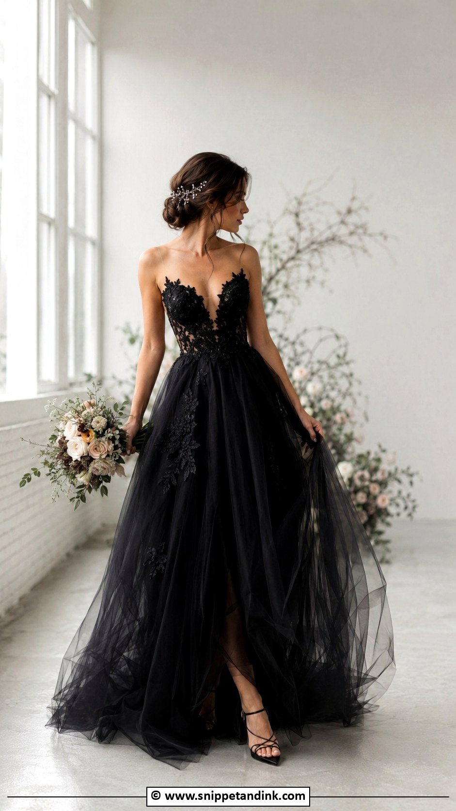 Black Tulle Bridal Gown - Snippet and Ink - 25 Black Bridal Gown Ideas