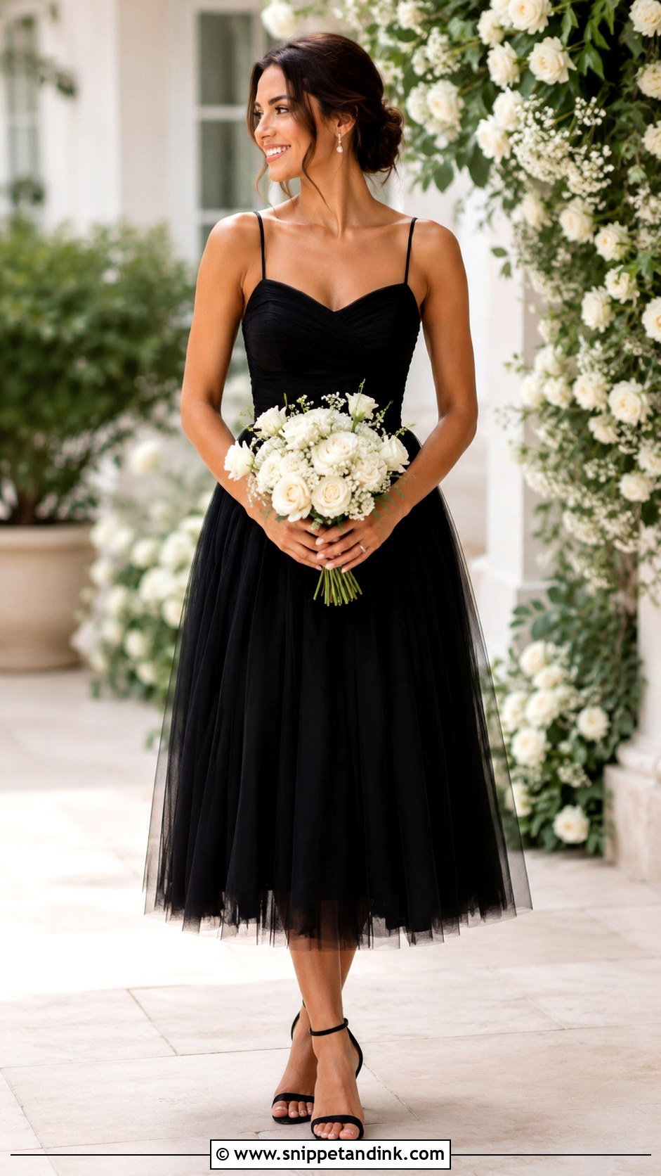 Black Tulle Bridesmaid Dress Outfit - Snippet and Ink - 25 Black Bridal Party Attire Ideas