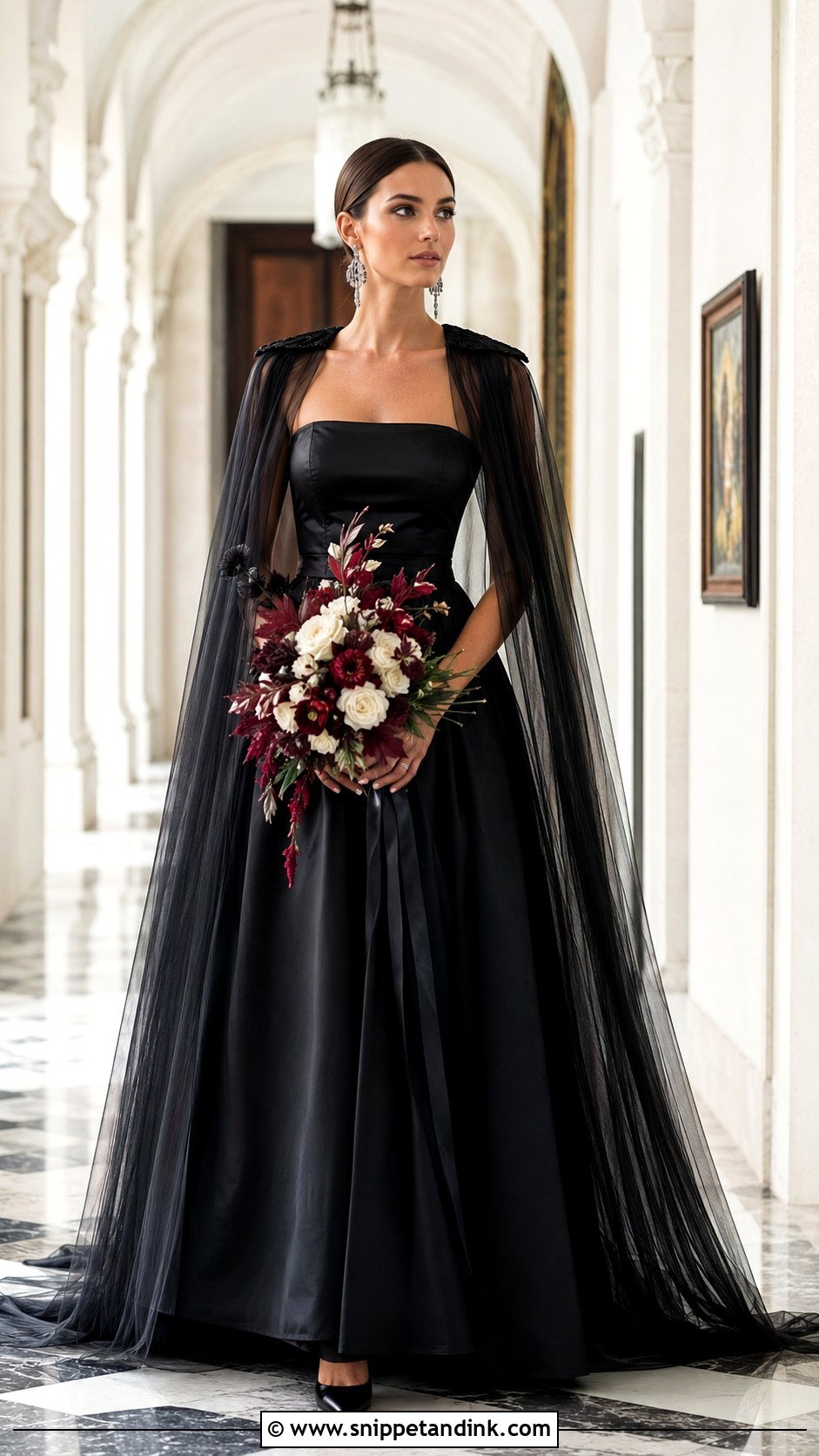 Black Tulle Cape Wedding Dress - Snippet and Ink - 20 Dark Fantasy Wedding Dress Ideas