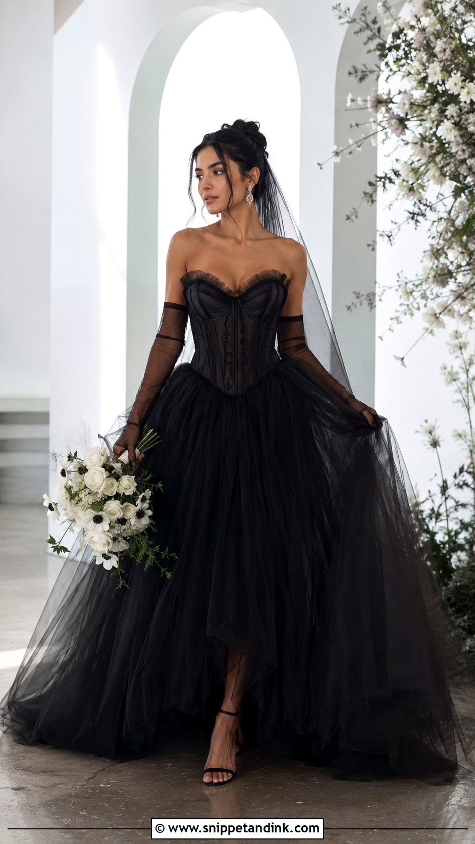 Black Tulle Corset Ball Gown Wedding Dress - Snippet and Ink - 20 Black Ball Gown Wedding Dress Ideas