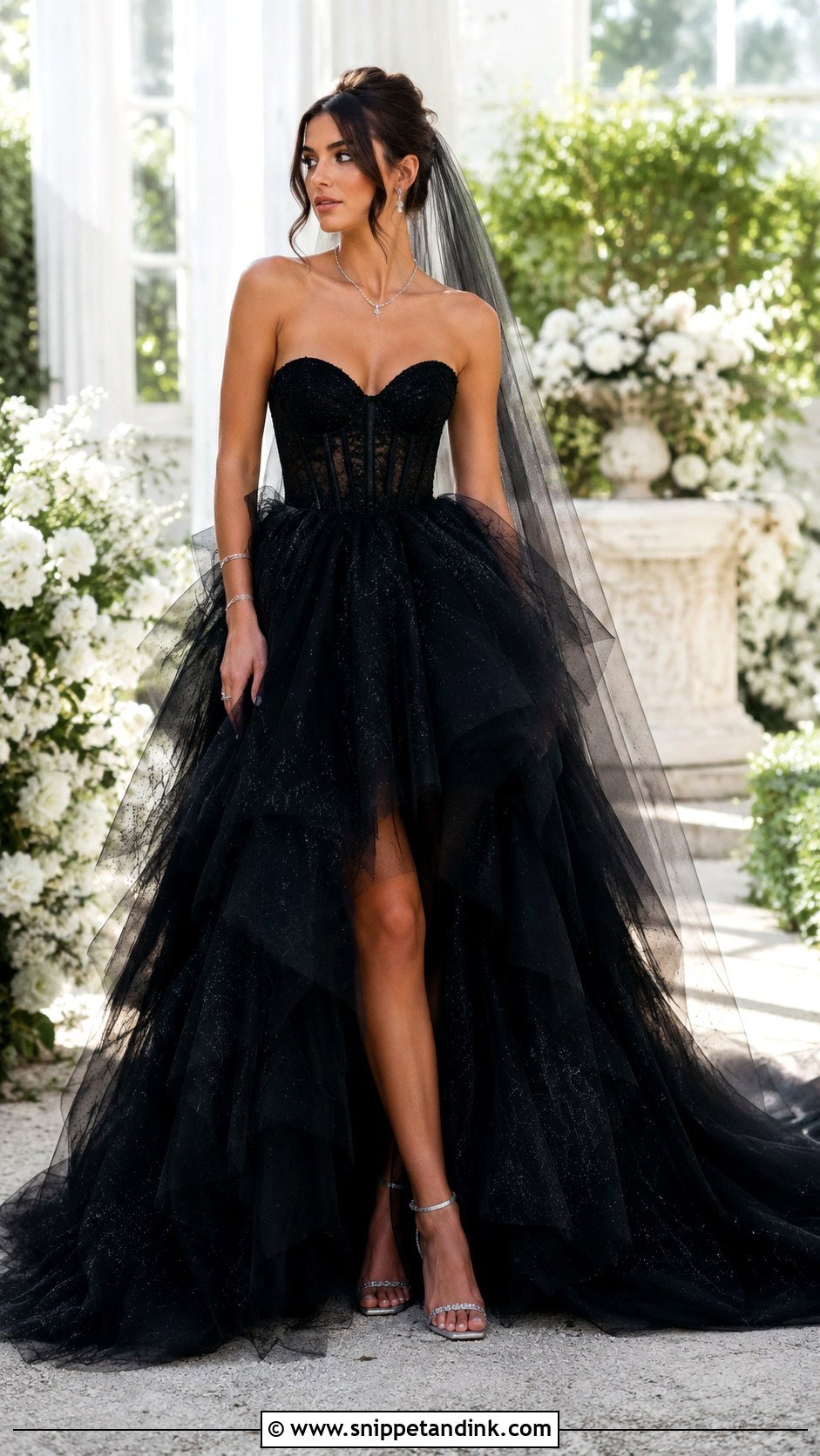 Black Tulle Corset Princess Gown - Snippet and Ink - 20 Black Corset Wedding Dress Ideas